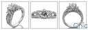 Engagement 1 Ct Round Center Round pave set Cubic Zirconia Cz Ring