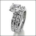 Matching Engagement Ring Set 2 Ct Round Cubic Zirconia 14K White Gold
