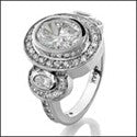 Anniversary Oval 2 Ct Bezel Halo Cubic Zirconia Cz Ring