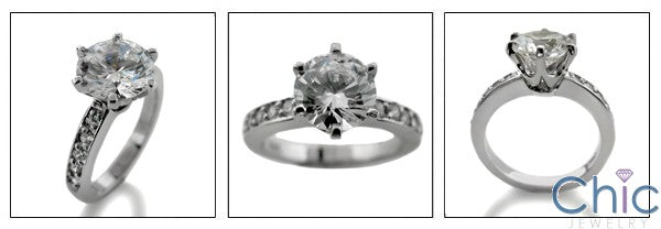 Engagement 2 Ct Round Tiffany Style Cubic Zirconia Cz Ring