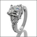 Engagement 2 Ct Emerald Cubic Zirconia Cz Ring