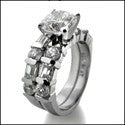 Matching Set 1 Ct Round 4 Prong Channel Set Wedding Cubic Zirconia Cz Ring