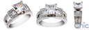 Cubic Zirconia Engagement Ring Princess 1.5 Ct Center Bezel and Pave Sides 14K White Gold