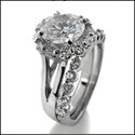 Matching Set 2 Ct Round Center Halo Ct Share Prong Wedding Cubic Zirconia Cz Ring