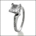 Engagement Princess 1 Ct Center Micro Pave Cubic Zirconia Cz Ring