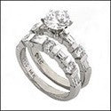 Matching Set 2.1 TCW Round Center Channel Baguettes Cubic Zirconia Cz Ring