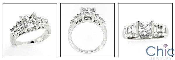 Engagement 0.75 Princess Baguettes Channel Cubic Zirconia Cz Ring
