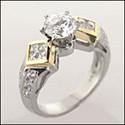 1 Carat High Qaulity Round Cubic Zirconia Two Tone Gold Engagement Ring