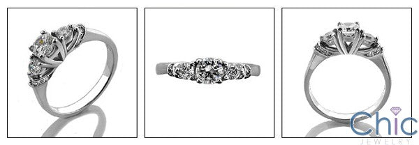 Anniversary 0.45 round Center Prong Ct Pave Set Cubic Zirconia Cz Ring