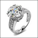 Engagement Asscher 4 Ct Center Pave Cubic Zirconia Cz Ring