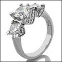 3 Stone 2 Ct TCW Round 3 In Pave Prongs Cubic Zirconia Cz Ring