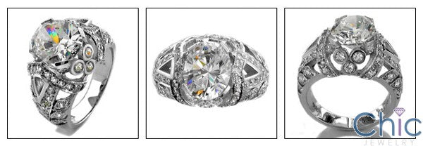 Estate Oval 3 Ct Antique Style Cubic Zirconia Cz Ring