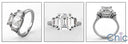 Emerald Cut 3 Carat Cubic Zirconia Center Channel Baguettes 14K White Gold Ring