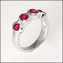 Anniversary Ruby Oval CZ Baguettes Half Bezel Channel Cubic Zirconia Ring 14K White Gold
