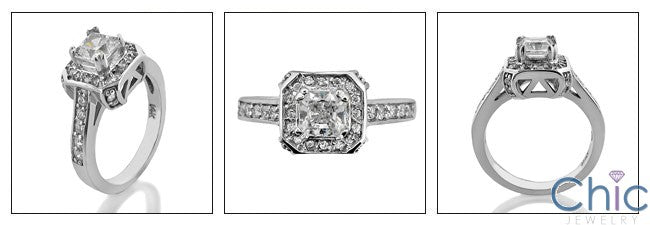 Estate Princess 0.60 Ct in Halo Cubic Zirconia Cz Ring