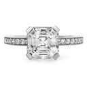 Engagement 3.5 Royal Asscher Ct Pave Prongs Cubic Zirconia Cz Ring