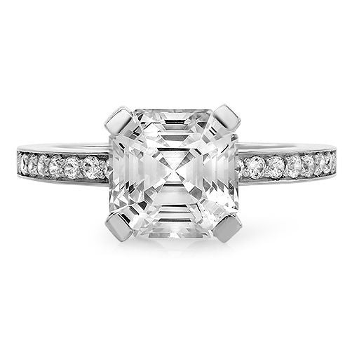 Engagement 3.5 Royal Asscher Ct Pave Prongs Cubic Zirconia Cz Ring