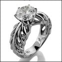 Engagement 2 Ct Round 6 Prong Center Branchandstyle Cubic Zirconia Cz Ring