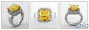 Estate Canary 5 Ct Cushion Pave Cubic Zirconia Cz Ring