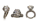 6 Carat Round CZ Engagement Ring with .25 Sides Each