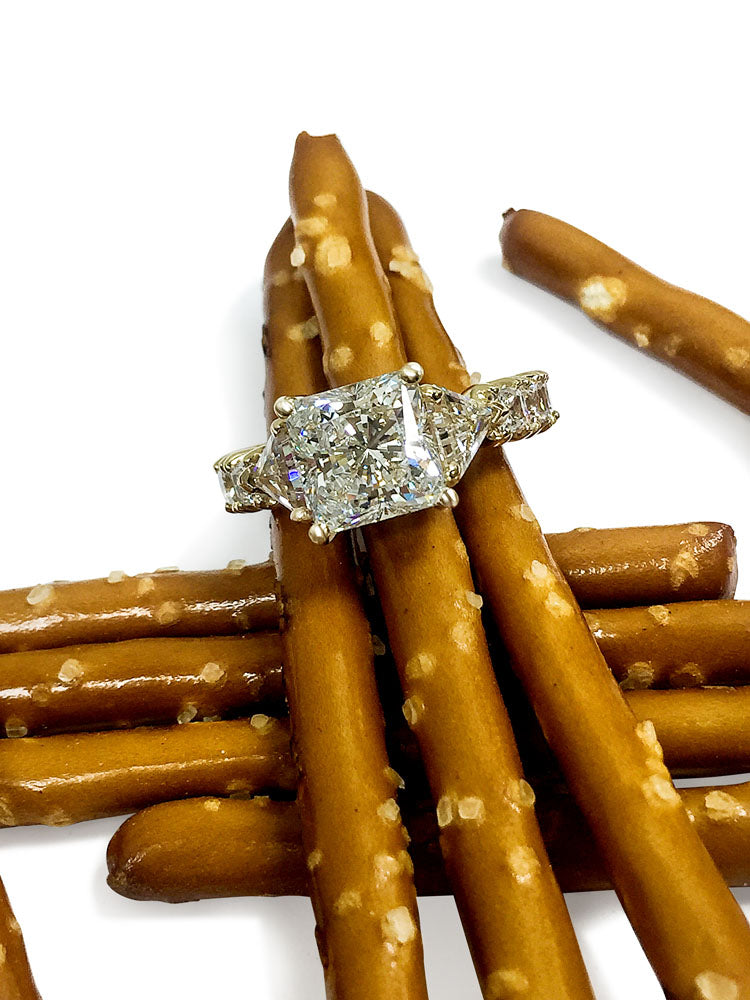 Engagement 3 Carat Princess CZ Trillion Eternity Cubic Zirconia 14K White Gold Ring
