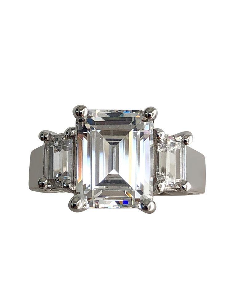 Emerald Cut CZ 3 Stone Lucida Style 3 Stone Ring