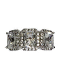 Radiant Cut Cubic Zirconia 3 Stone Anniversary Ring With Pave Halos 14K White gold