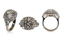 Round 3.5 Ct Cubic Zirconia in Cushion Shaped Halo with Trillions 14K white Gold