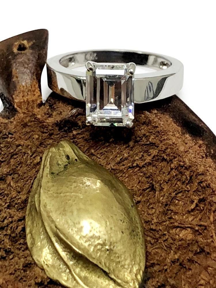 carat emerald cut by cubic zirconia Solitaire ring