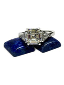 2.5 Carat Asscher Trillion Cubic Zirconia 3 Stone Ring 14k White Gold