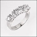 Anniversary Round 5 Stone Heart Prong Cubic Zirconia Cz Ring