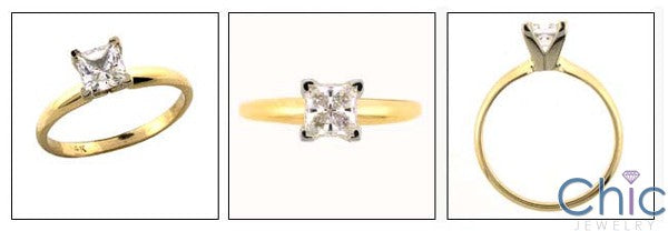 Solitaire 1.5 Ct Princess Tiffany Style Cubic Zirconia Cz Ring