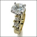 Round 3 Carat High Quality Cubic Zirconia Engagement Ring 14K Yellow Gold