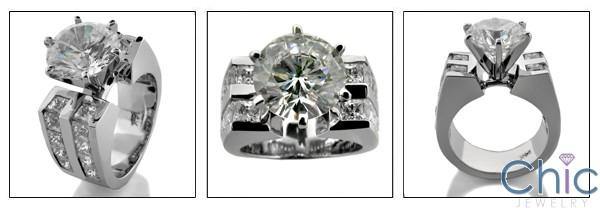 Engagement 3 Ct Round Cubic Zirconia Princess Channel Wide Shank Platinum Ring