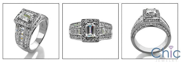 Estate 0.50 Emerald Center Channel Ct Pave Cubic Zirconia Cz Ring