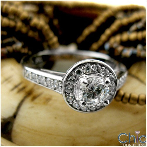 Engagement Half Ct Round Center Pave Cubic Zirconia Cz Ring