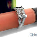 Engagement Emerald 1.5 Ct Horizontal Cubic Zirconia Cz Ring