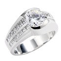 Engagement 1.25 Round Channel Set Cubic Zirconia 14K White Gold Ring