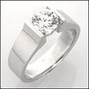 1 Carat Cubic Zirconia Round Stone 6mm Wide Shank Solitaire 14K White Gold Ring