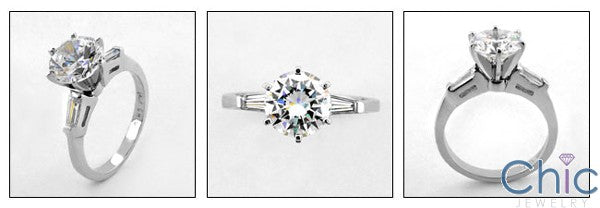 Engagement Round 2 Ct Ct Tapered Baguettes Cubic Zirconia Cz Ring