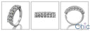 Wedding 2 Rows Round Share Prong Cubic Zirconia CZ Band