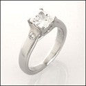 Solitaire Princess Lucida Style 1 Carat Cubic Zirconia 14k White Gold Ring