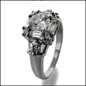 Anniversary Round 0.75 Center Baguettes Cubic Zirconia Cz Ring