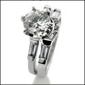 Matching Set 1 Ct Round Center Channel Baguettes Curved Cubic Zirconia Cz Ring