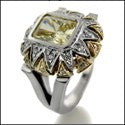 Estate 2 Ct Radiant Canary Bezel Cubic Zirconia Cz Ring