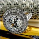 4.5 Carat Round Cubic Zirconia  Bezel Double Halo Pave 14K White Gold Ring