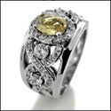 Anniversary Oval Canary Pave Cubic Zirconia Cz Ring