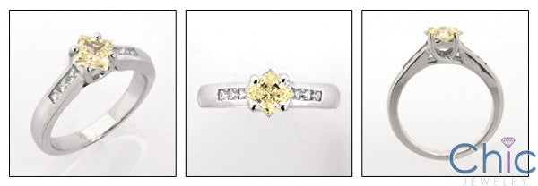 Anniversary .60 Canary Princess Center Channel Cubic Zirconia Cz Ring