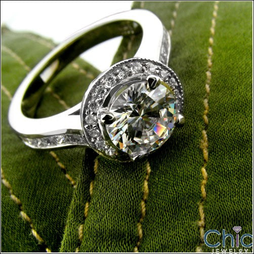 Engagement 1.1 round Center Halo Pave Ct Channel Princess Cubic Zirconia Cz Ring