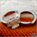 Matching Set 2 Ct Emerald Center Plain Fitted Cubic Zirconia Cz Ring